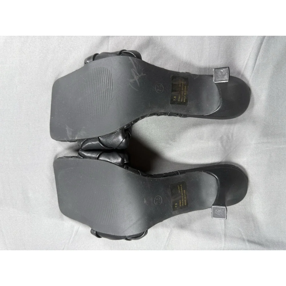 Fashion Nova My Point Of View Heeled Mules, Black, Size 7.5- Square MSRP $34.99